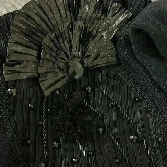 Spree International Vintage Black Shimmer Bejeweled Sweater Size Large - Picture 3 of 10